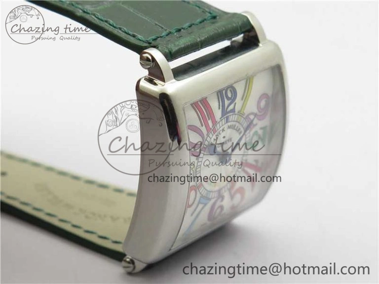 Master Square SS Ladies ZF 1:1 Best Edition White  Arabic Dial on Green Leather Strap Ronda Quartz Comfortable 6544
