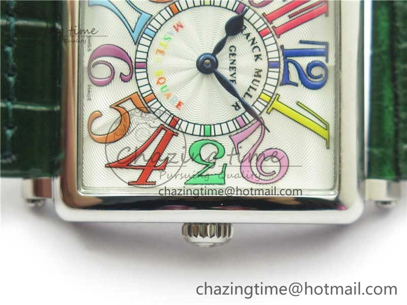 Master Square SS Ladies ZF 1:1 Best Edition White  Arabic Dial on Green Leather Strap Ronda Quartz Comfortable 6544