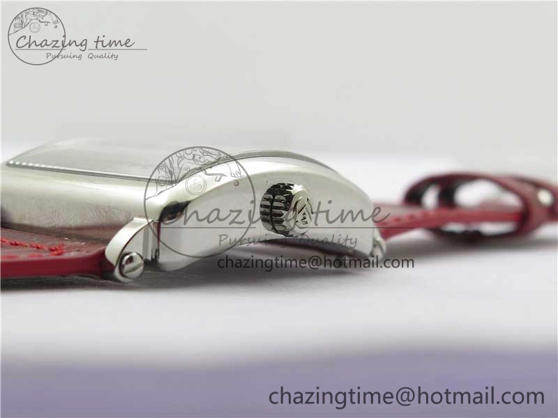 Durable Master Square SS Ladies ZF 1:1 Best Edition White  Arabic Dial on Red Leather Strap Ronda Quartz 6545