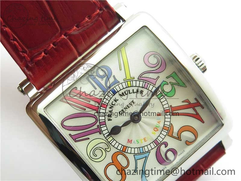 Durable Master Square SS Ladies ZF 1:1 Best Edition White  Arabic Dial on Red Leather Strap Ronda Quartz 6545
