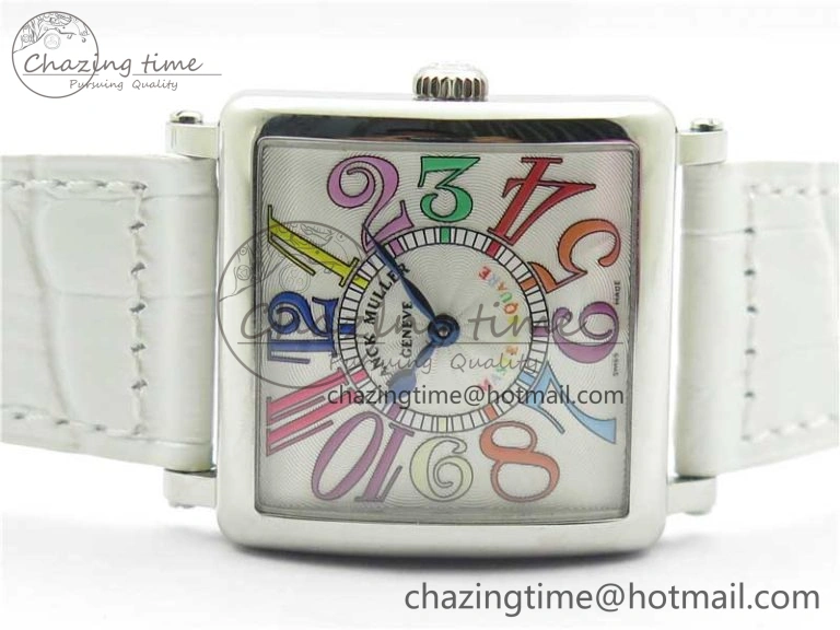 SmoothTexture Master Square SS Ladies ZF 1:1 Best Edition White  Arabic Dial on White Leather Strap Ronda Quartz 10368