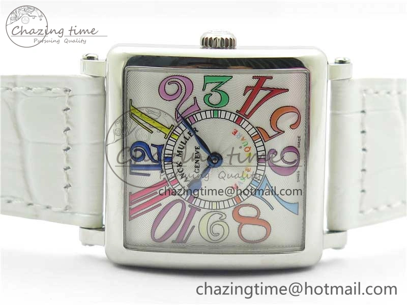 SmoothTexture Master Square SS Ladies ZF 1:1 Best Edition White  Arabic Dial on White Leather Strap Ronda Quartz 10368