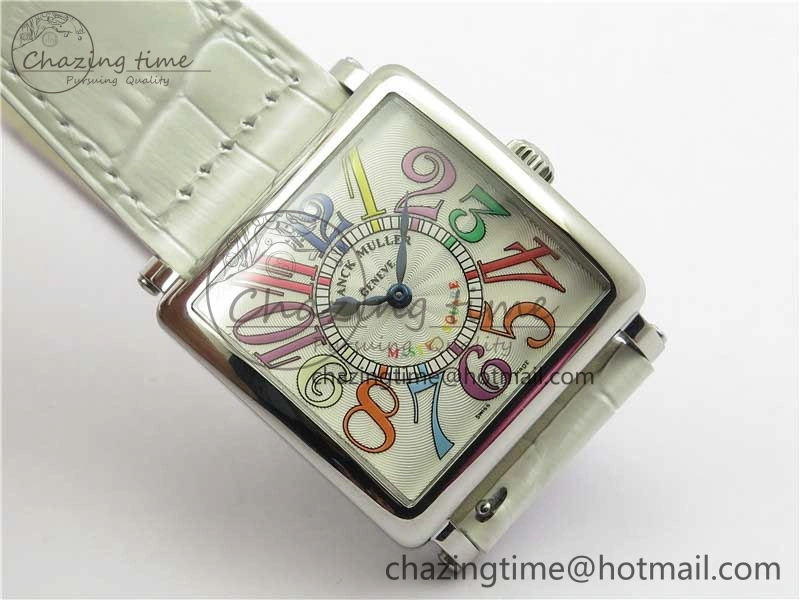 SmoothTexture Master Square SS Ladies ZF 1:1 Best Edition White  Arabic Dial on White Leather Strap Ronda Quartz 10368