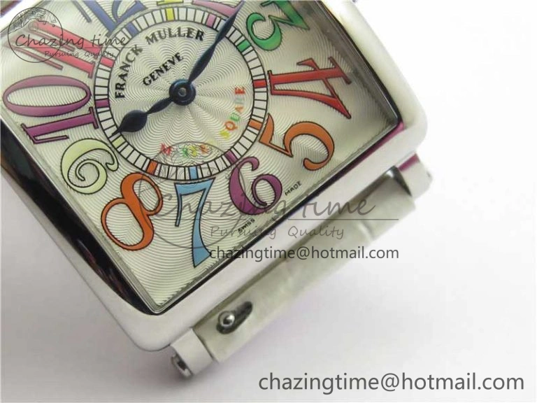 SmoothTexture Master Square SS Ladies ZF 1:1 Best Edition White  Arabic Dial on White Leather Strap Ronda Quartz 10368