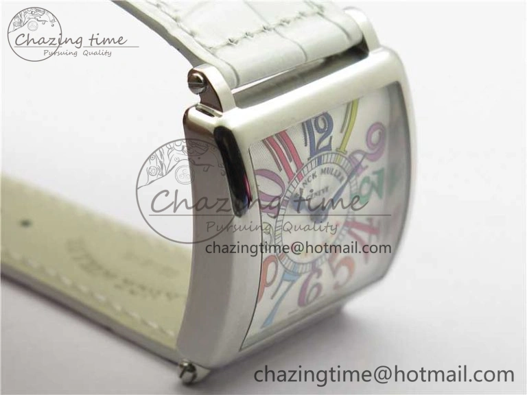 SmoothTexture Master Square SS Ladies ZF 1:1 Best Edition White  Arabic Dial on White Leather Strap Ronda Quartz 10368