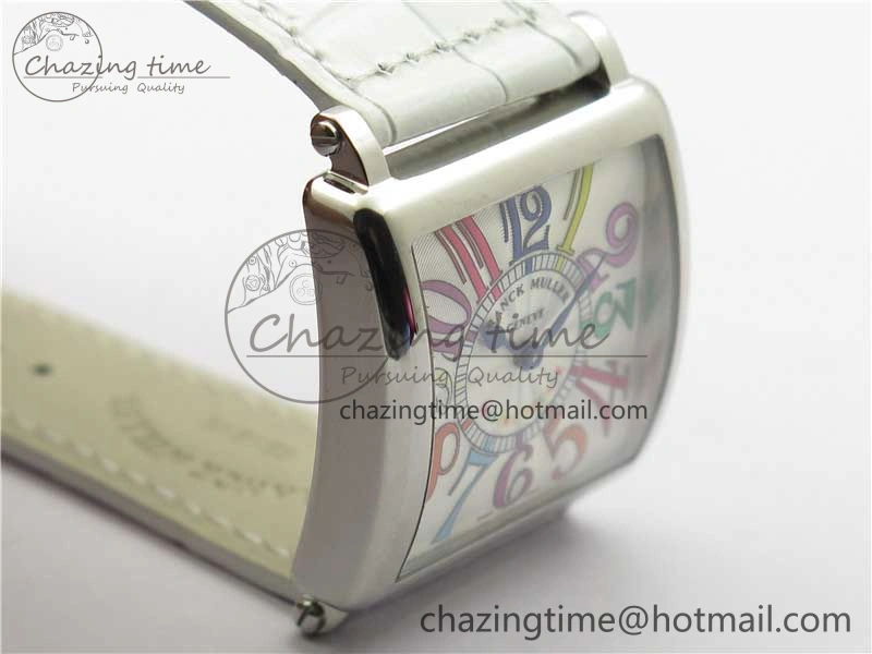 SmoothTexture Master Square SS Ladies ZF 1:1 Best Edition White  Arabic Dial on White Leather Strap Ronda Quartz 10368