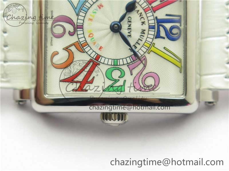 SmoothTexture Master Square SS Ladies ZF 1:1 Best Edition White  Arabic Dial on White Leather Strap Ronda Quartz 10368