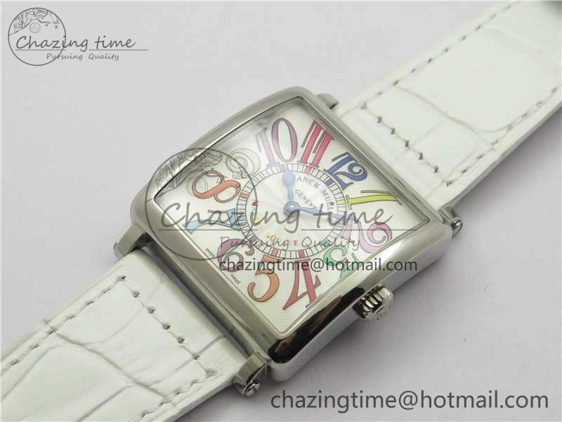 SmoothTexture Master Square SS Ladies ZF 1:1 Best Edition White  Arabic Dial on White Leather Strap Ronda Quartz 10368