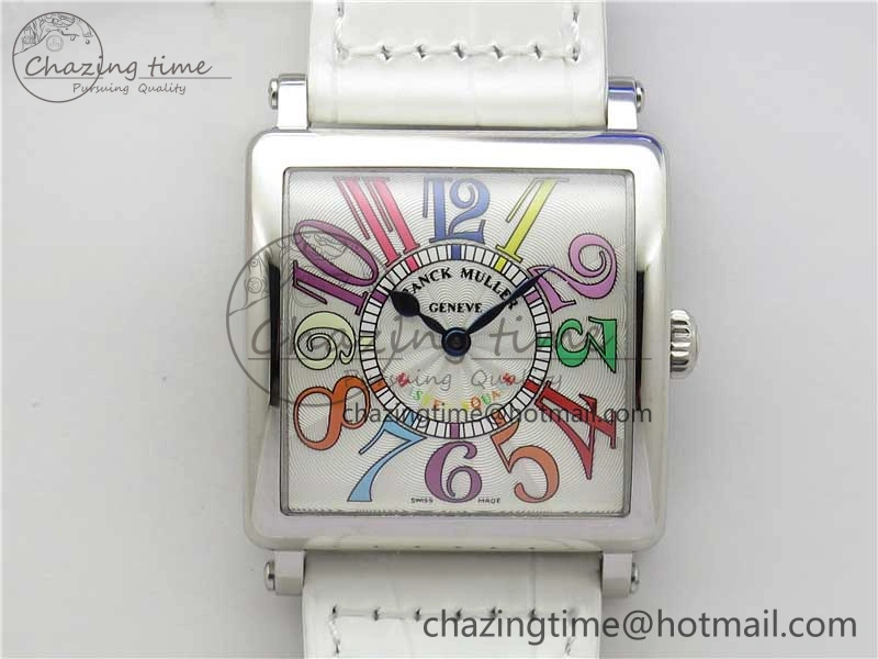 SmoothTexture Master Square SS Ladies ZF 1:1 Best Edition White  Arabic Dial on White Leather Strap Ronda Quartz 10368