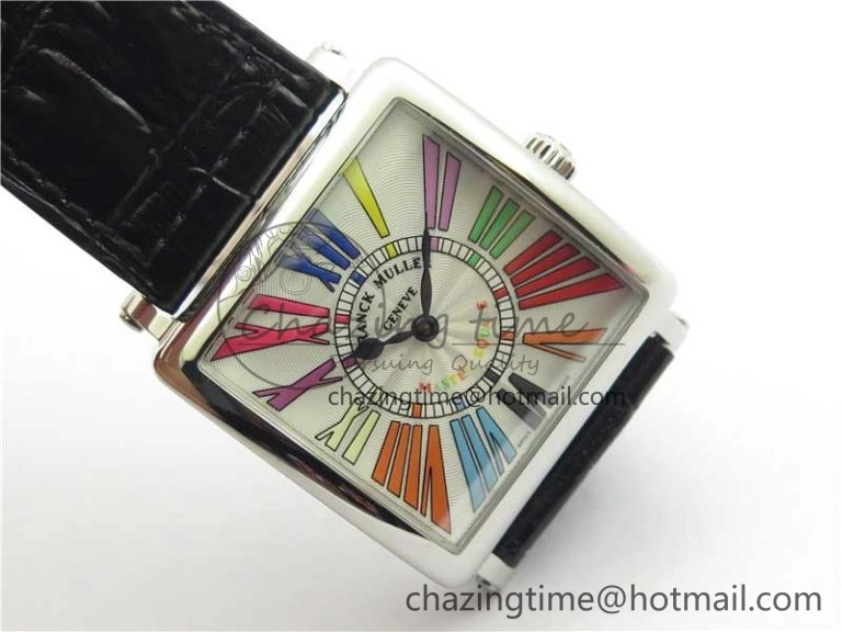 Master Square SS Ladies ZF 1:1 Best Edition White  Roman Dial on Black Leather Strap Ronda Quartz Soft 6549