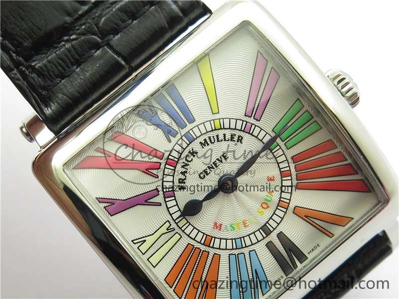 Master Square SS Ladies ZF 1:1 Best Edition White  Roman Dial on Black Leather Strap Ronda Quartz Soft 6549