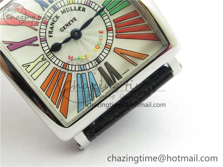 Master Square SS Ladies ZF 1:1 Best Edition White  Roman Dial on Black Leather Strap Ronda Quartz Soft 6549