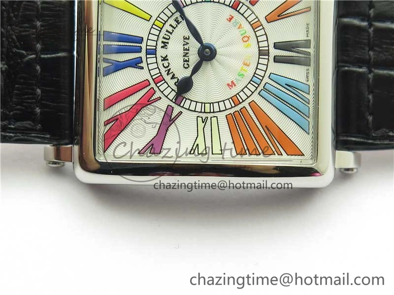 Master Square SS Ladies ZF 1:1 Best Edition White  Roman Dial on Black Leather Strap Ronda Quartz Soft 6549