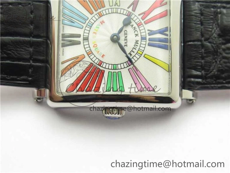 Master Square SS Ladies ZF 1:1 Best Edition White  Roman Dial on Black Leather Strap Ronda Quartz Soft 6549