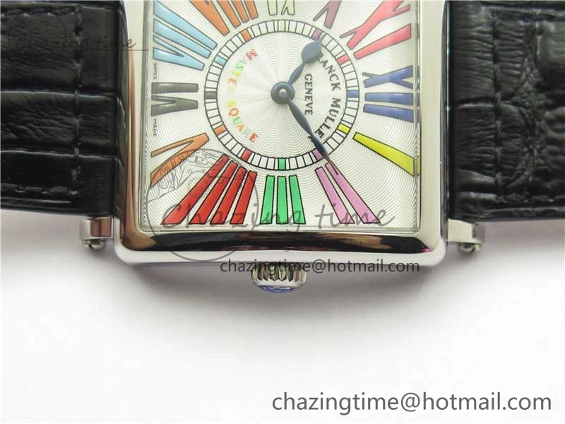 Master Square SS Ladies ZF 1:1 Best Edition White  Roman Dial on Black Leather Strap Ronda Quartz Soft 6549