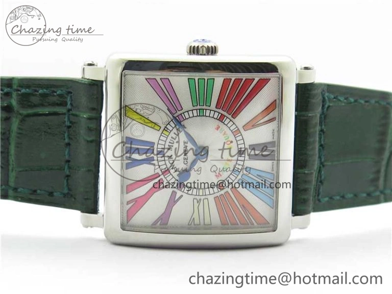 Master Square SS Ladies ZF 1:1 Best Edition White  Roman Dial on Green Leather Strap Ronda Quartz Effortless 10369