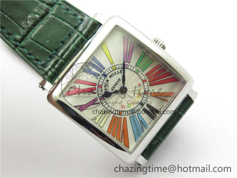Master Square SS Ladies ZF 1:1 Best Edition White  Roman Dial on Green Leather Strap Ronda Quartz Effortless 10369