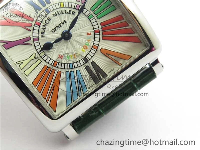 Master Square SS Ladies ZF 1:1 Best Edition White  Roman Dial on Green Leather Strap Ronda Quartz Effortless 10369