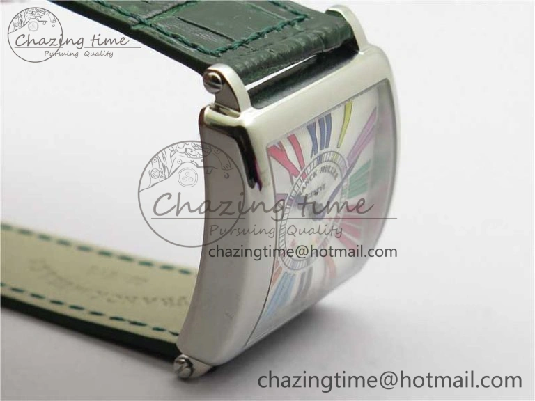 Master Square SS Ladies ZF 1:1 Best Edition White  Roman Dial on Green Leather Strap Ronda Quartz Effortless 10369