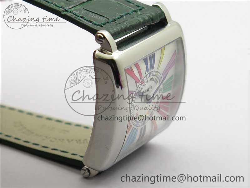 Master Square SS Ladies ZF 1:1 Best Edition White  Roman Dial on Green Leather Strap Ronda Quartz Effortless 10369