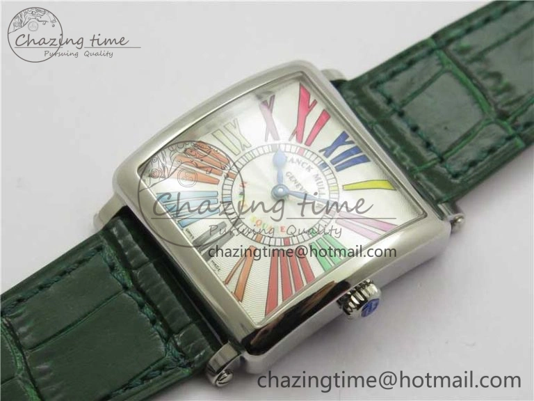 Master Square SS Ladies ZF 1:1 Best Edition White  Roman Dial on Green Leather Strap Ronda Quartz Effortless 10369
