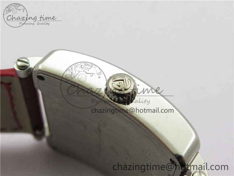 Master Square SS Ladies ZF 1:1 Best Edition White  Roman Dial on Red Leather Strap Ronda Quartz Upgraded 6550