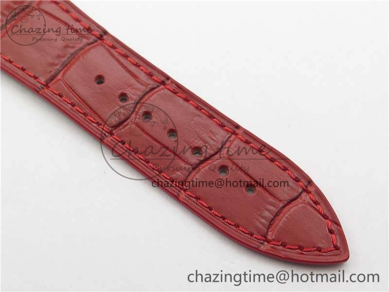 Master Square SS Ladies ZF 1:1 Best Edition White  Roman Dial on Red Leather Strap Ronda Quartz Upgraded 6550