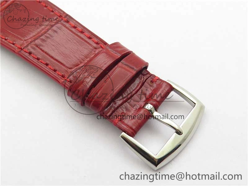 Master Square SS Ladies ZF 1:1 Best Edition White  Roman Dial on Red Leather Strap Ronda Quartz Upgraded 6550