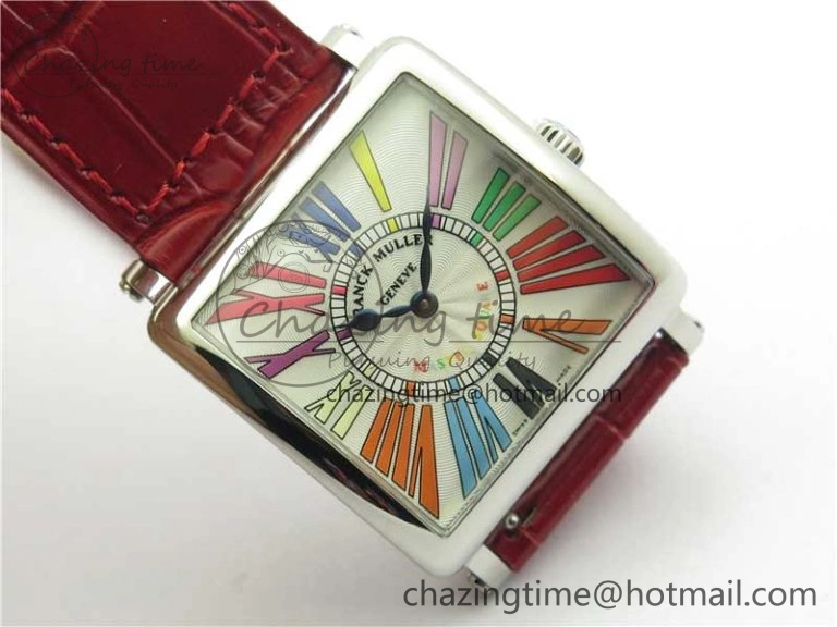 Master Square SS Ladies ZF 1:1 Best Edition White  Roman Dial on Red Leather Strap Ronda Quartz Upgraded 6550