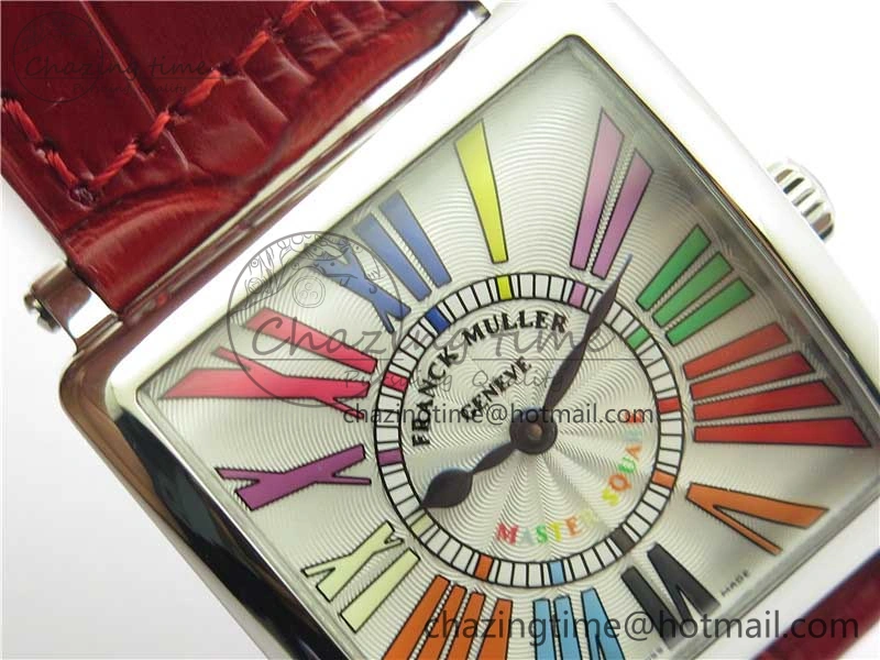Master Square SS Ladies ZF 1:1 Best Edition White  Roman Dial on Red Leather Strap Ronda Quartz Upgraded 6550