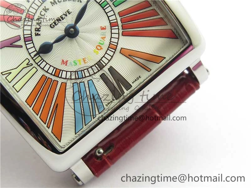 Master Square SS Ladies ZF 1:1 Best Edition White  Roman Dial on Red Leather Strap Ronda Quartz Upgraded 6550