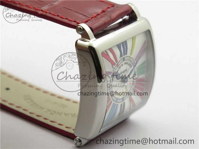 Master Square SS Ladies ZF 1:1 Best Edition White  Roman Dial on Red Leather Strap Ronda Quartz Upgraded 6550