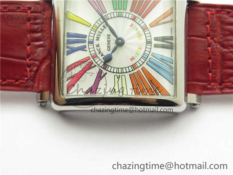 Master Square SS Ladies ZF 1:1 Best Edition White  Roman Dial on Red Leather Strap Ronda Quartz Upgraded 6550