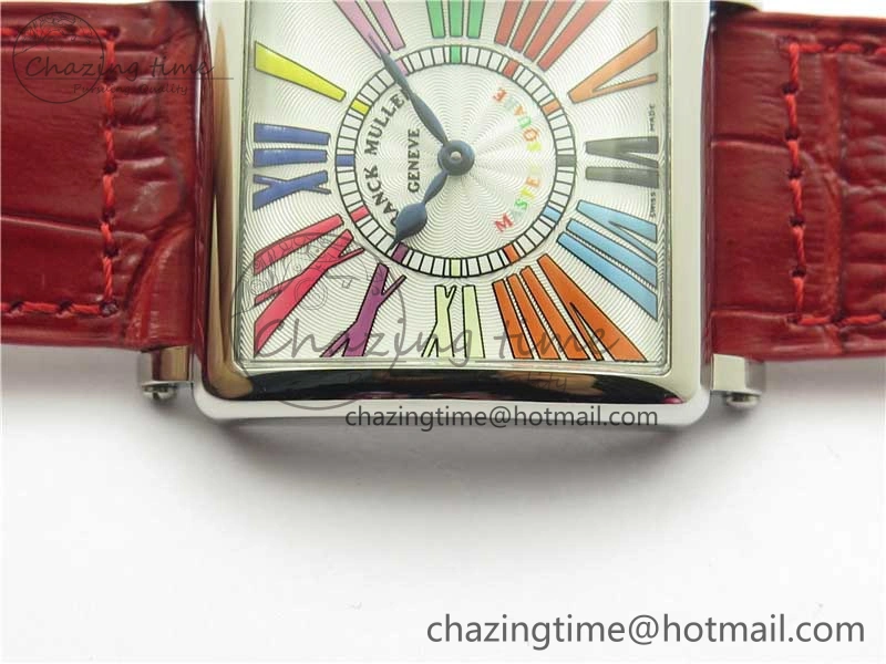 Master Square SS Ladies ZF 1:1 Best Edition White  Roman Dial on Red Leather Strap Ronda Quartz Upgraded 6550