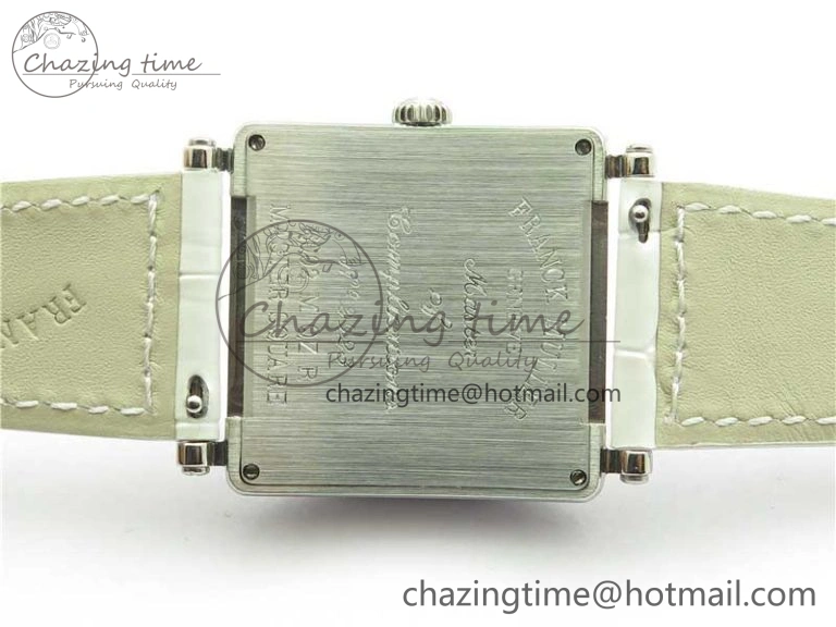 TimelessDesign Master Square SS Ladies ZF 1:1 Best Edition White  Roman Dial on White Leather Strap Ronda Quartz 10372