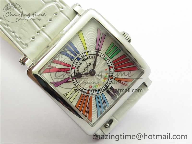 TimelessDesign Master Square SS Ladies ZF 1:1 Best Edition White  Roman Dial on White Leather Strap Ronda Quartz 10372