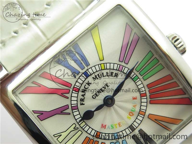TimelessDesign Master Square SS Ladies ZF 1:1 Best Edition White  Roman Dial on White Leather Strap Ronda Quartz 10372