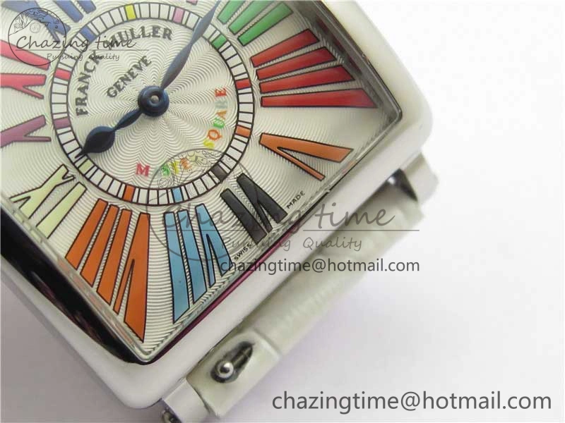 TimelessDesign Master Square SS Ladies ZF 1:1 Best Edition White  Roman Dial on White Leather Strap Ronda Quartz 10372
