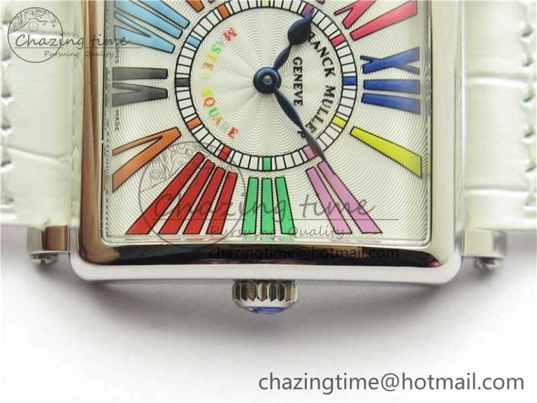 TimelessDesign Master Square SS Ladies ZF 1:1 Best Edition White  Roman Dial on White Leather Strap Ronda Quartz 10372