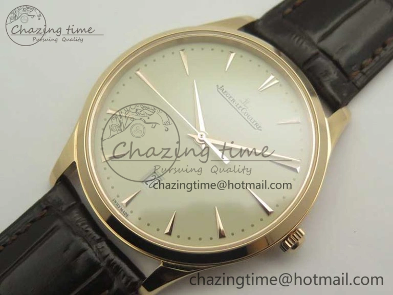 FastDry Master Ultra Thin Date 1282510 RG ZF 1:1 Best Edition Eggshell Beige Dial on Brown Leather Strap A899  7464