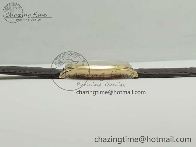FastDry Master Ultra Thin Date 1282510 RG ZF 1:1 Best Edition Eggshell Beige Dial on Brown Leather Strap A899  7464