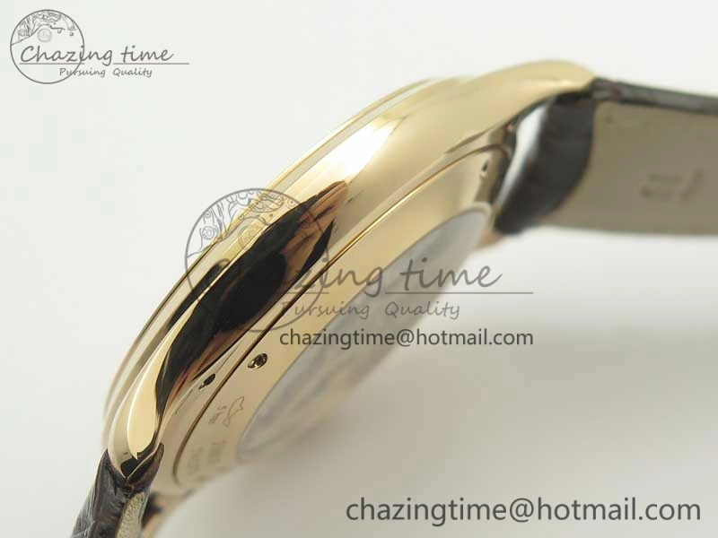 FastDry Master Ultra Thin Date 1282510 RG ZF 1:1 Best Edition Eggshell Beige Dial on Brown Leather Strap A899  7464