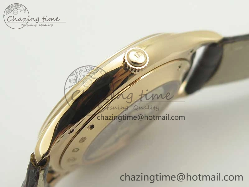 FastDry Master Ultra Thin Date 1282510 RG ZF 1:1 Best Edition Eggshell Beige Dial on Brown Leather Strap A899  7464