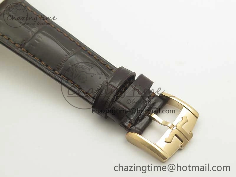 FastDry Master Ultra Thin Date 1282510 RG ZF 1:1 Best Edition Eggshell Beige Dial on Brown Leather Strap A899  7464