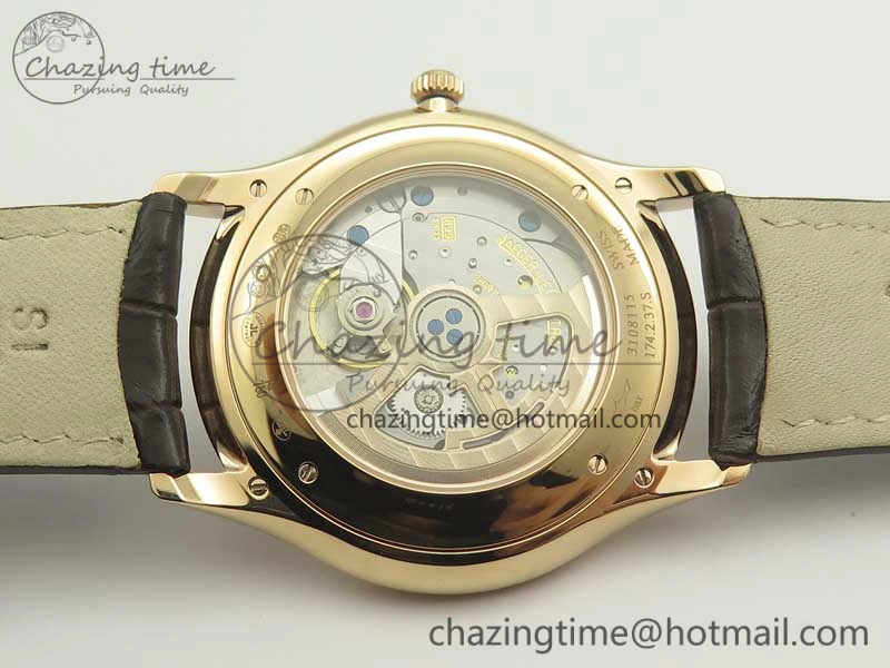 FastDry Master Ultra Thin Date 1282510 RG ZF 1:1 Best Edition Eggshell Beige Dial on Brown Leather Strap A899  7464