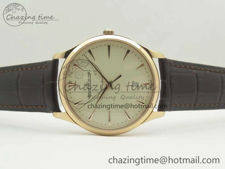 FastDry Master Ultra Thin Date 1282510 RG ZF 1:1 Best Edition Eggshell Beige Dial on Brown Leather Strap A899  7464