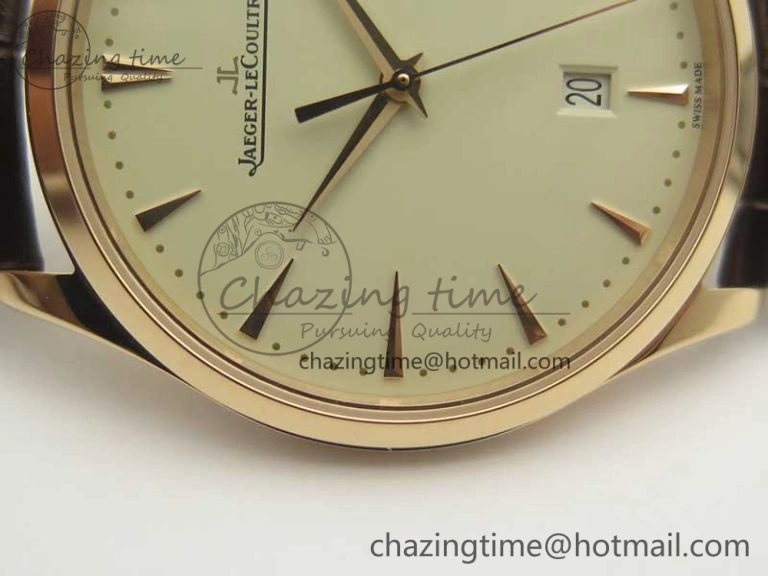 FastDry Master Ultra Thin Date 1282510 RG ZF 1:1 Best Edition Eggshell Beige Dial on Brown Leather Strap A899  7464