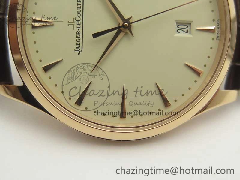 FastDry Master Ultra Thin Date 1282510 RG ZF 1:1 Best Edition Eggshell Beige Dial on Brown Leather Strap A899  7464