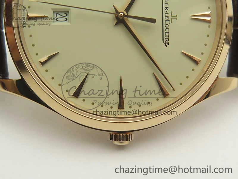 FastDry Master Ultra Thin Date 1282510 RG ZF 1:1 Best Edition Eggshell Beige Dial on Brown Leather Strap A899  7464