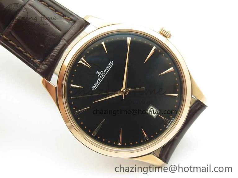 Master Ultra Thin Date 1288420 RG ZF 1:1 Best Edition Black Dial on Brown Leather Strap A899  FashionForward 7460